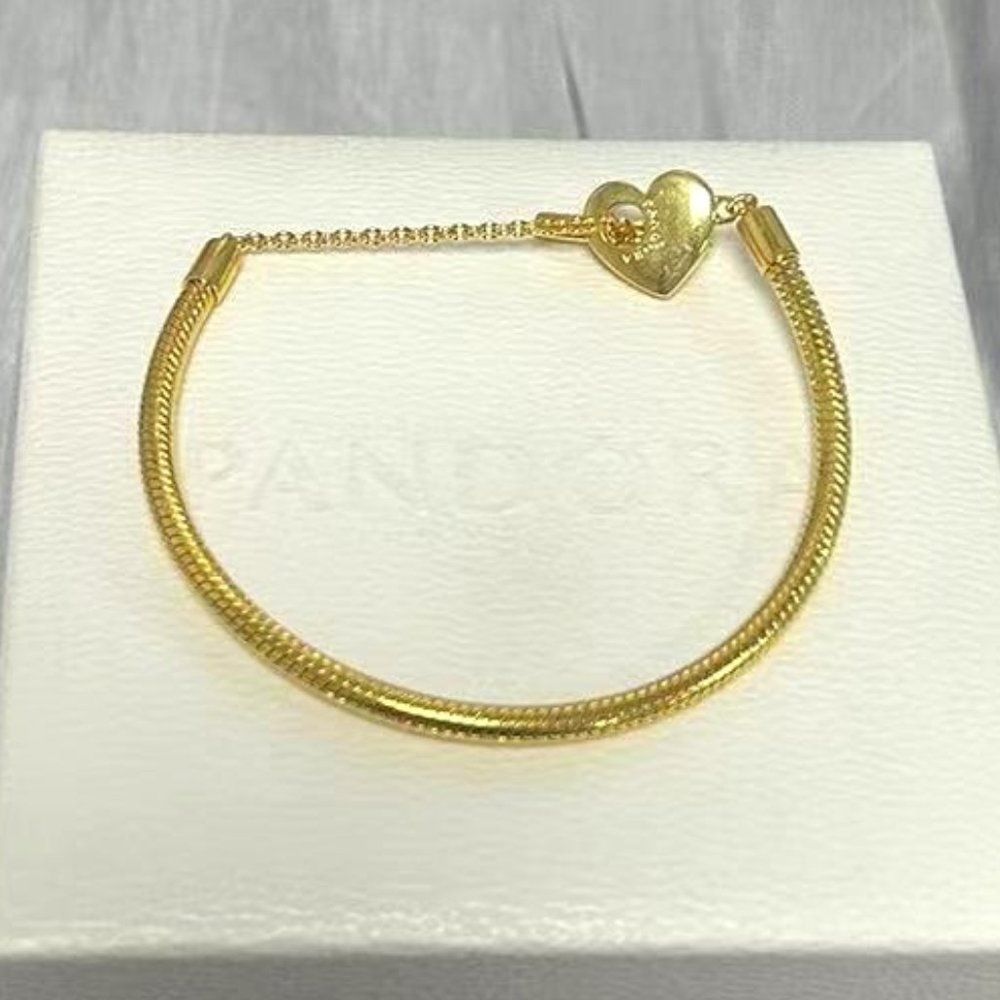 Pandora Moments Heart T-Bar Snake Chain Bracelet